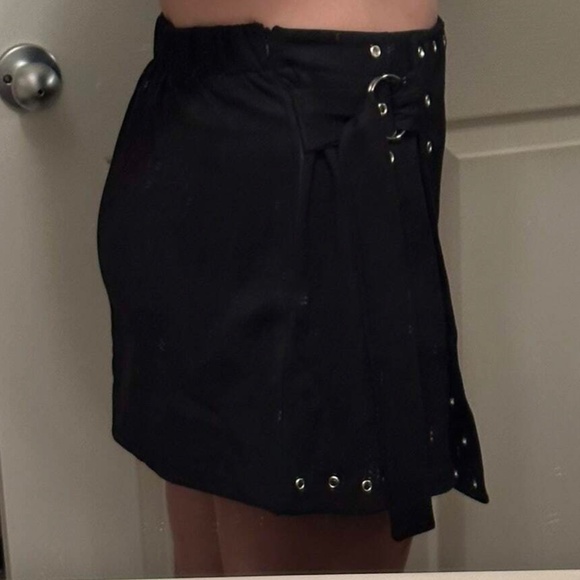 Plus Solid Stretchy Waist Tie Belt Mini Skirt - Picture 4 of 7